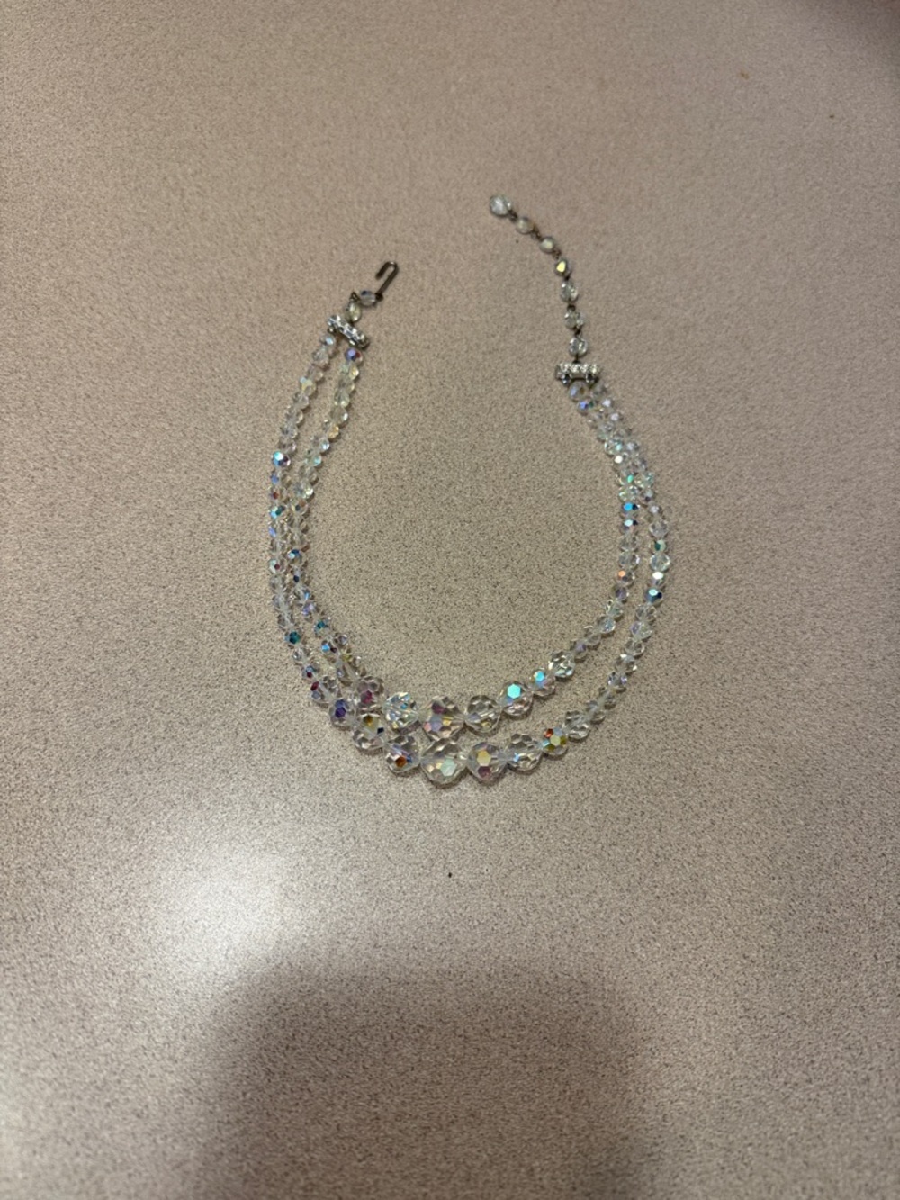 Crystal Multistrand Choker Necklace - Clear Aurora Borealis